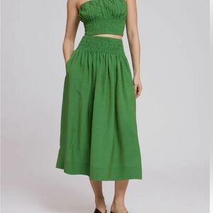 & Other Stories Smocked Green Skirt